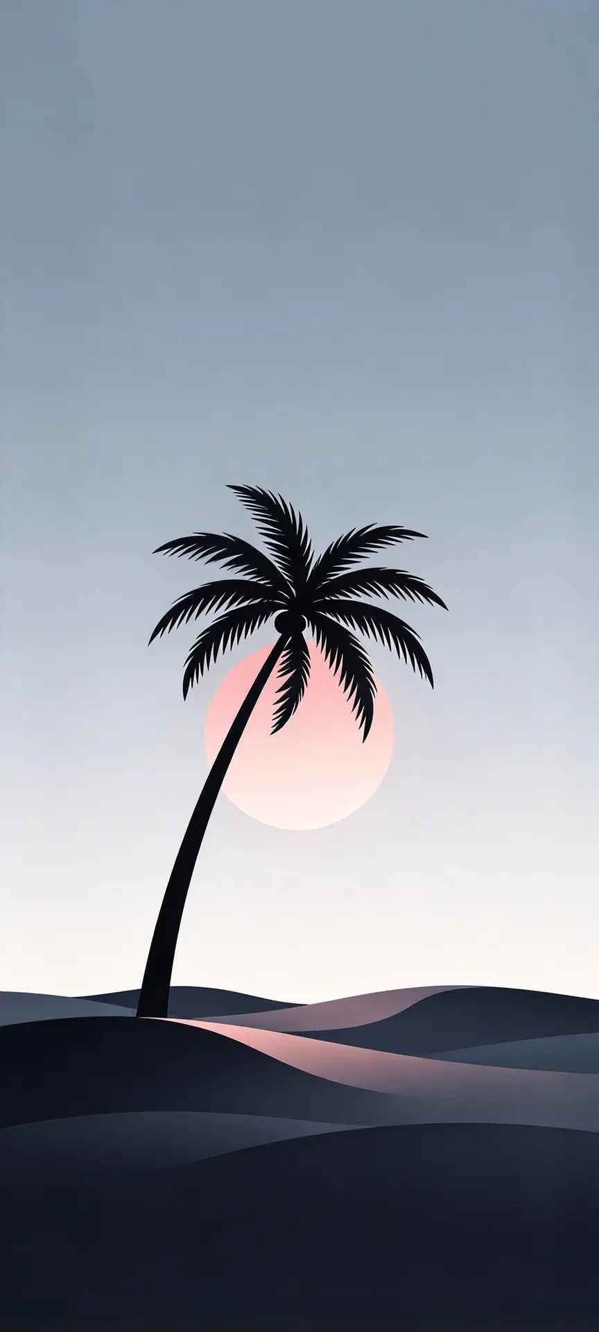 Minimalist Palm Tree Sunset Mobile Wallpaper