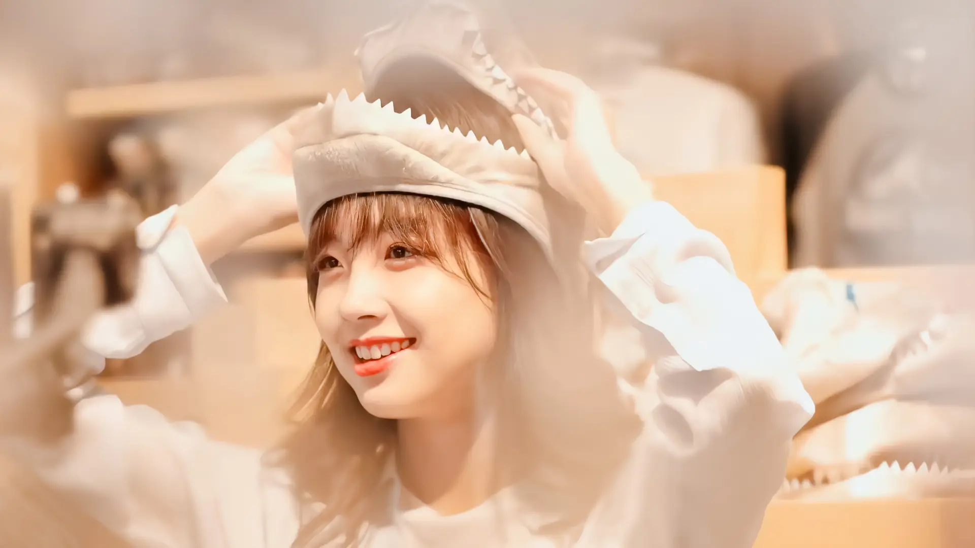 Cute Girl Wearing a Shark Hat Portrait