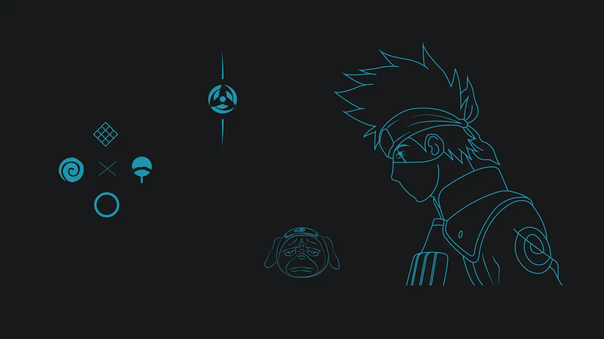 Minimalist Line Art Ninja Desktop Wallpaper