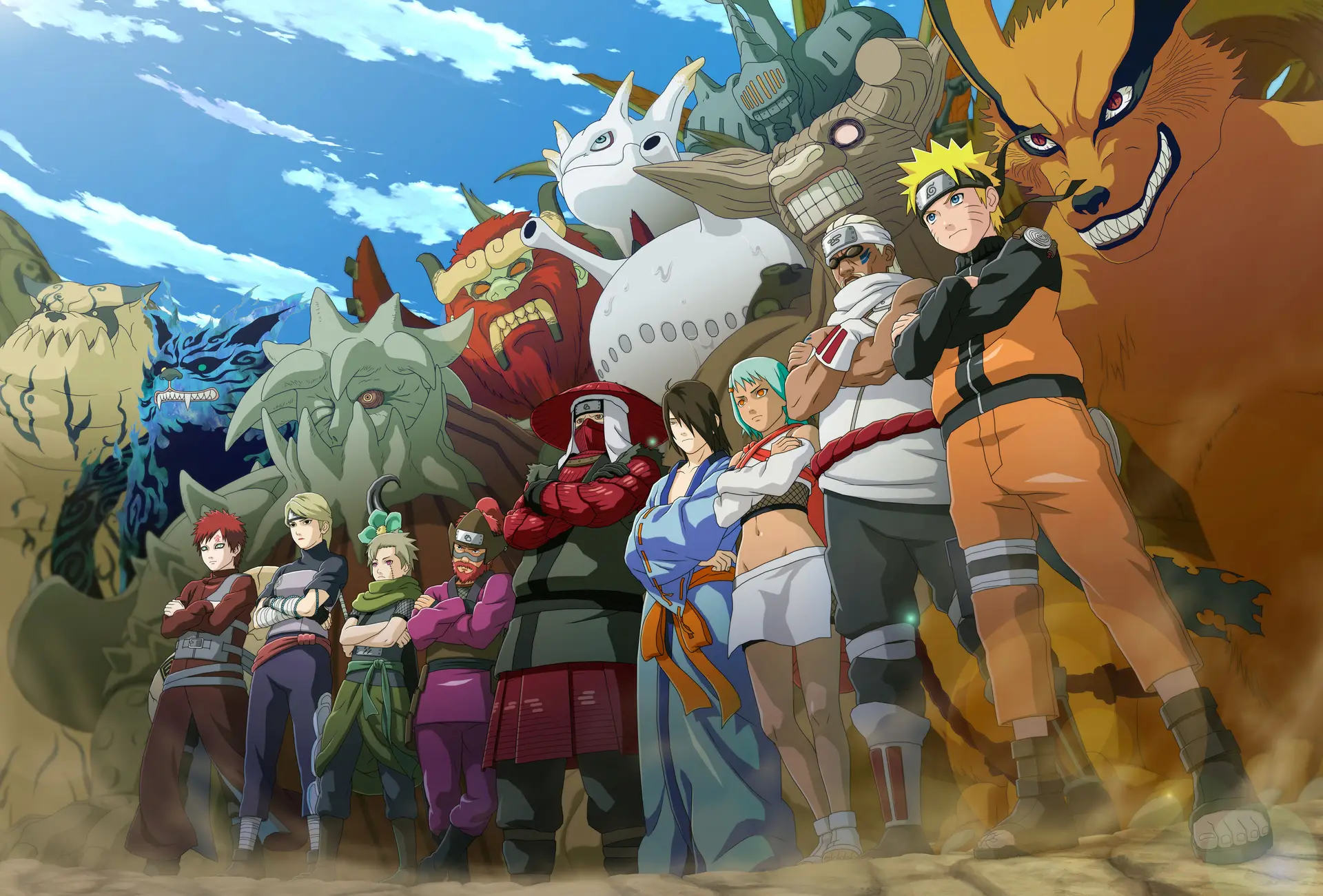 Naruto Anime Characters and Tailed Beasts Wallpaper