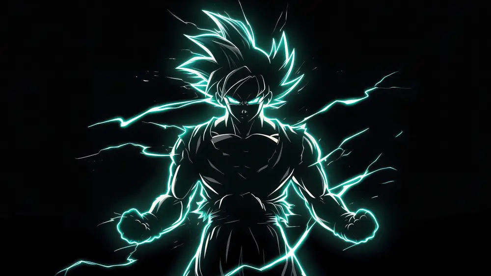 Glowing Neon Super Saiyan Anime Art