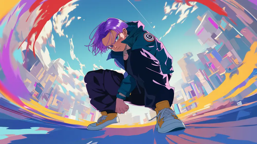Anime Boy with Purple Hair Dynamic Wallpaper