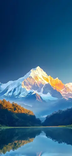 1320x2868 Mobile 自然风景 Wallpaper - 日照金山湖景风光
