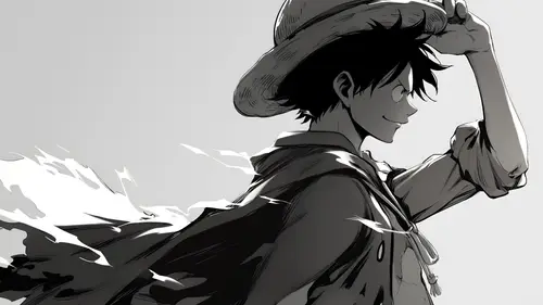 3840x2160 Desktop Wallpaper - 海贼王路飞黑白动漫4K电脑壁纸