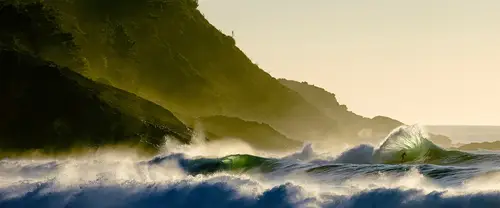 3840x1600 Ultrawide Wallpaper - 夕阳海崖冲浪者超宽屏壁纸
