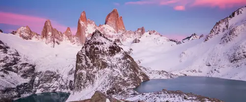 3840x1600 Ultrawide Wallpaper - 菲茨罗伊峰日落粉霞雪山超宽屏壁纸
