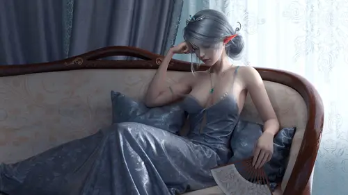 1920x1080 Desktop 动漫二次元 Wallpaper - 银发精灵少女长裙沙发电脑壁纸