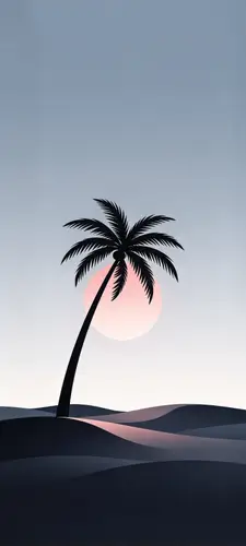 1440x3200 Mobile Wallpaper - 简约棕榈树夕阳手机壁纸