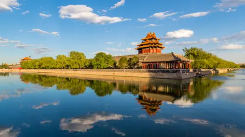 1920x1080 Desktop 自然风景 Wallpaper - 故宫角楼水景倒影