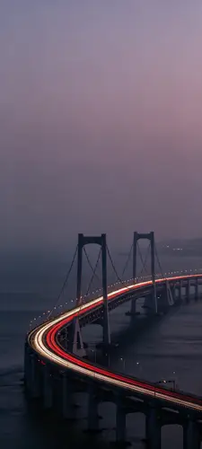 1440x3200 Mobile Wallpaper - 跨海大桥车轨黄昏手机壁纸