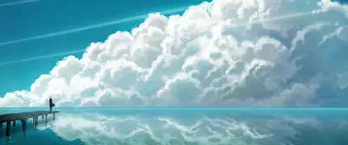 3840x1600 Ultrawide Wallpaper - 动漫云海海面人物超宽屏壁纸