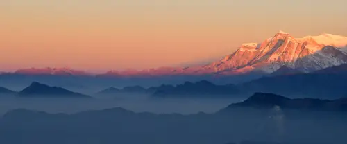 3840x1600 Ultrawide Wallpaper - 雪山日落橙红霞光超宽屏壁纸