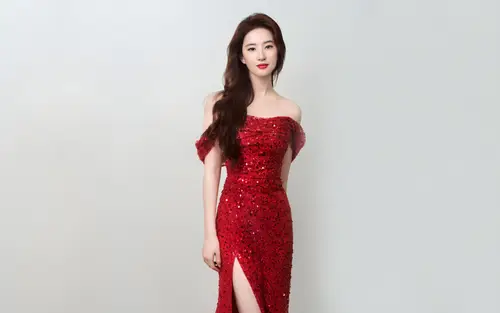 3840x2400 Desktop 人像摄影 Wallpaper - 刘亦菲红色亮片礼服写真4K电脑壁纸