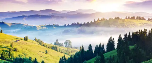 3840x1600 Ultrawide Wallpaper - 迷雾森林山景超宽屏壁纸
