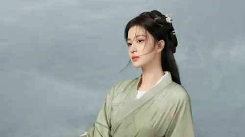 7733x4320 Desktop Wallpaper - 古风青衣女子侧影 8K 电脑壁纸