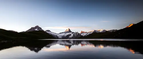 3840x1600 Ultrawide Wallpaper - 阿尔卑斯雪山湖泊日落倒影超宽屏壁纸