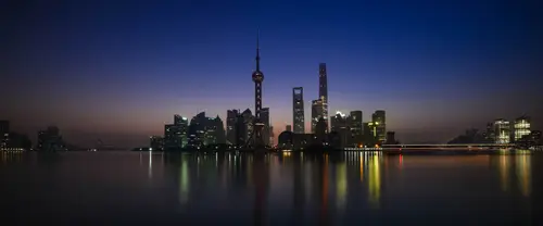 3840x1600 Ultrawide Wallpaper - 上海陆家嘴夜景江面倒影超宽屏壁纸