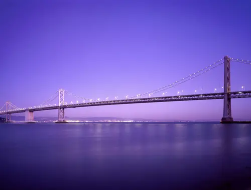 6156x4675 Desktop Wallpaper - 紫色暮光海湾大桥4K电脑壁纸