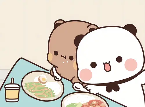 2358x1734 Desktop Wallpaper - 一二布布吃拌饭桌面插画电脑壁纸