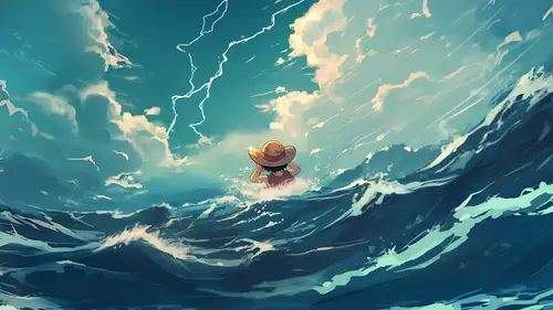 3840x2160 Desktop Wallpaper - 航海王路飞惊涛骇浪4K电脑壁纸