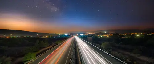 3840x1600 Ultrawide Wallpaper - 高速公路车轨星空超宽屏壁纸