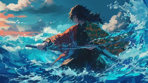 1920x1074 Desktop Wallpaper - 浪中挥剑的少年武士
