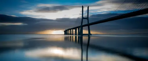 3840x1600 Ultrawide Wallpaper - 跨海大桥日出倒影超宽屏壁纸