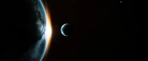 3840x1600 Ultrawide Wallpaper - 地球与月球日出宇宙景观超宽屏壁纸