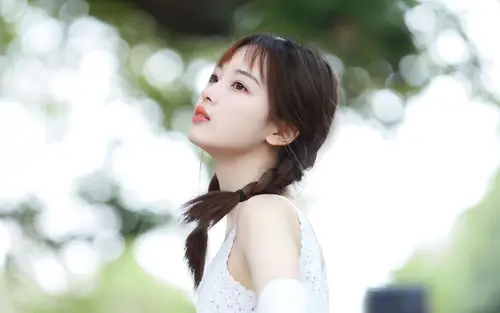 6553x4096 Desktop Wallpaper - 双麻花辫少女侧脸仰望4K电脑壁纸