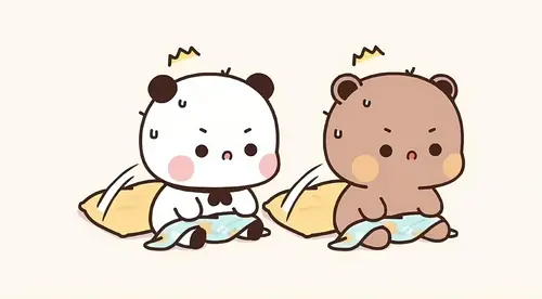 2358x1302 Desktop Wallpaper - 一二布布熊猫 twins 吃西瓜插画壁纸
