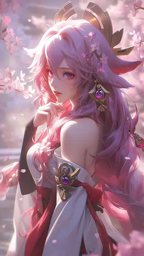 2160x3840 Mobile 动漫二次元 Wallpaper - 粉色长发古风少女壁纸