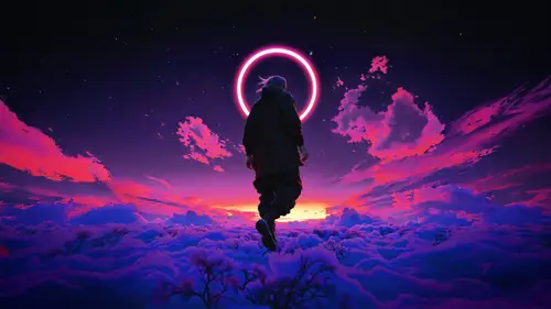 3840x2160 Desktop 科幻赛博 Wallpaper - 赛博朋克霓虹光环少年