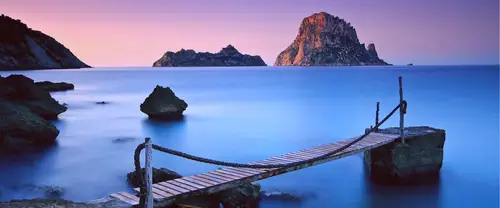 3840x1600 Ultrawide Wallpaper - 伊维萨岛埃斯韦德拉礁石海景超宽屏壁纸