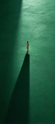 1440x3200 Mobile Wallpaper - 绿墙长影背影人物手机壁纸