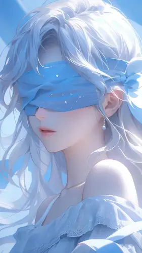 1080x1920 Mobile 动漫二次元 Wallpaper - 蒙眼白发少女唯美插画