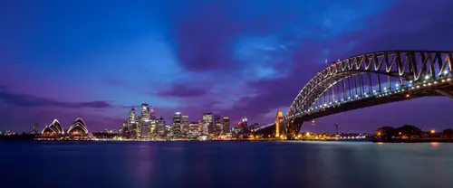 3840x1600 Ultrawide Wallpaper - 悉尼歌剧院与海港大桥夜景超宽屏壁纸