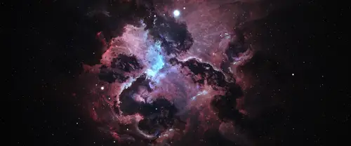 3840x1600 Ultrawide Wallpaper - 粉蓝色深空星云超宽屏壁纸