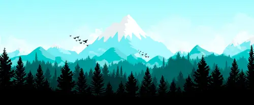 3840x1600 Ultrawide Wallpaper - 青色雪山与飞鸟远林超宽屏壁纸