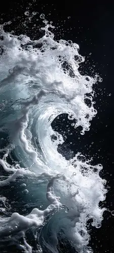1440x3200 Mobile Wallpaper - 黑色背景翻滚白浪手机壁纸