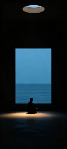 1440x3200 Mobile Wallpaper - 暗调室内静坐海景手机壁纸