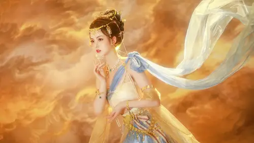 7680x4320 Desktop Wallpaper - 古风仙女金色云海8K电脑壁纸