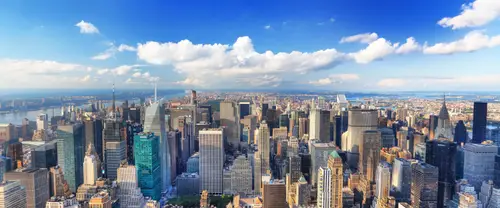 3840x1600 Ultrawide Wallpaper - 曼哈顿高空远眺城市天际线超宽屏壁纸