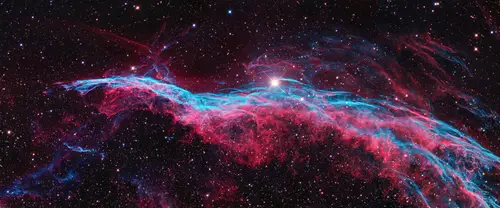 3840x1600 Ultrawide Wallpaper - 深空粉蓝丝状星云超宽屏壁纸