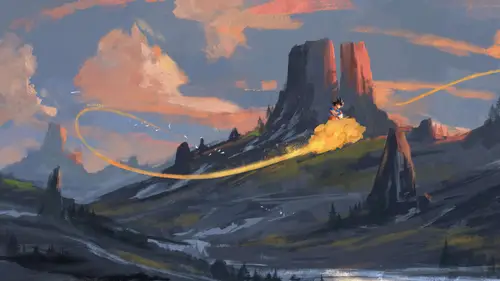 7281x4096 Desktop 动漫二次元 Wallpaper - 孙悟空筋斗云山脉夕阳插画4K电脑壁纸