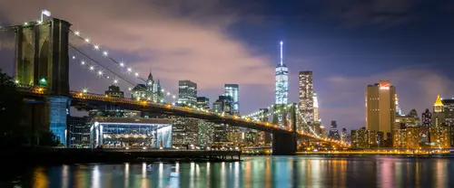 3840x1600 Ultrawide Wallpaper - 布鲁克林大桥与曼哈顿夜景超宽屏壁纸