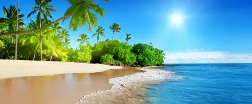 3840x1600 Ultrawide Wallpaper - 椰林沙滩碧海阳光超宽屏壁纸