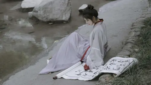 7281x4096 Desktop Wallpaper - Hanfu Woman by Stream Calligraphy 4K Desktop Wallpaper