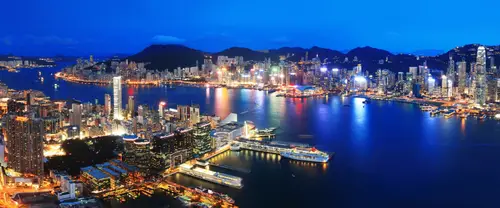 3840x1600 Ultrawide Wallpaper - 香港维多利亚港夜景超宽屏壁纸