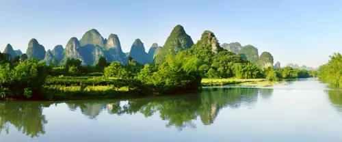 3840x1600 Ultrawide Wallpaper - 桂林山水喀斯特地貌清晨倒影超宽屏壁纸