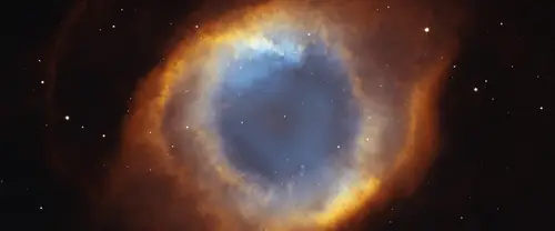 3840x1600 Ultrawide Wallpaper - 蓝色中心橙金外环环状星云超宽屏壁纸